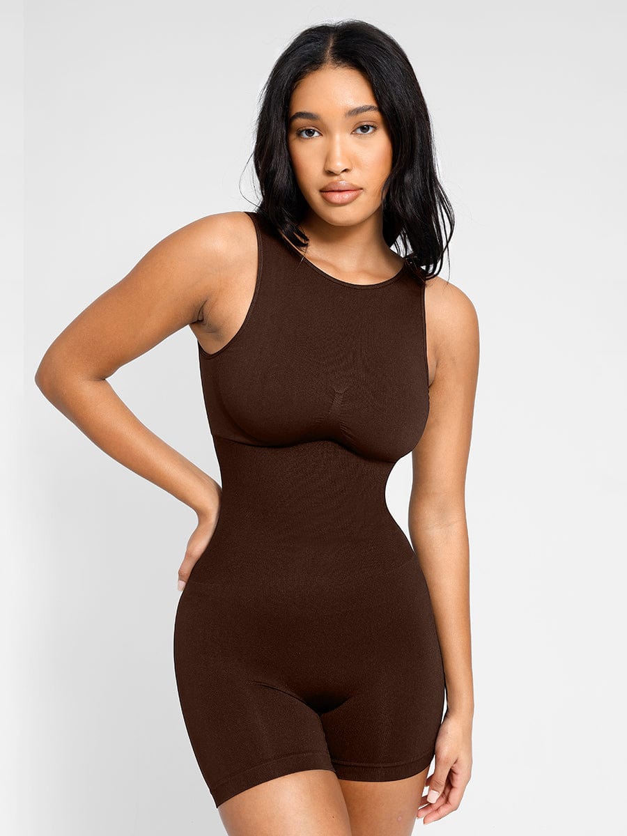 Round Neck U-Back Bodysuit With Removable Cups 16