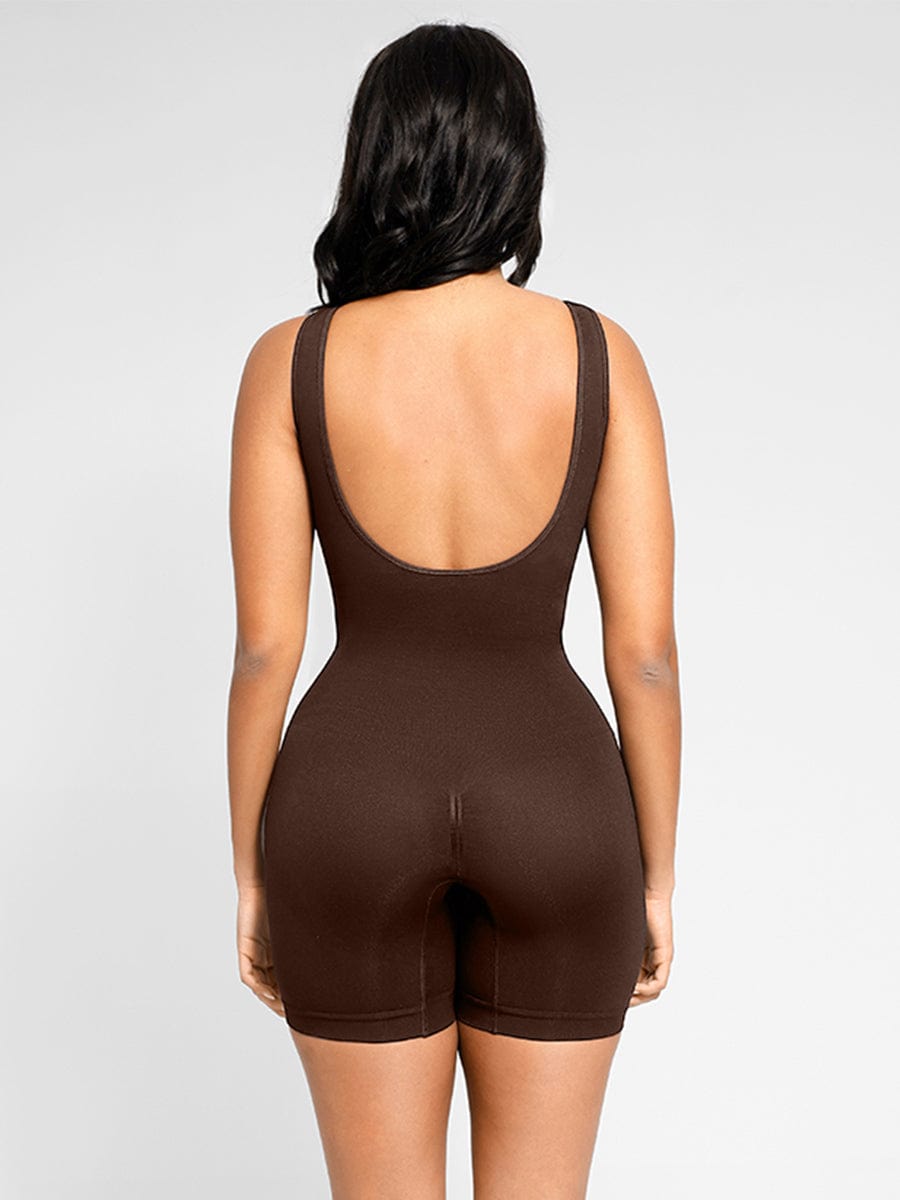 Round Neck U-Back Bodysuit With Removable Cups 17