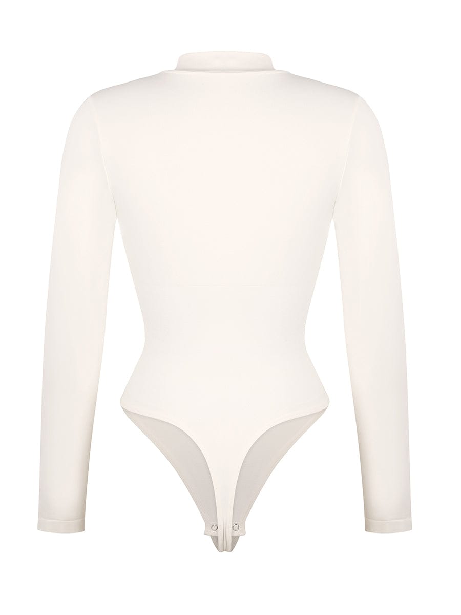 Seamless Long Sleeve Zip-Up Thong Bodysuit 28