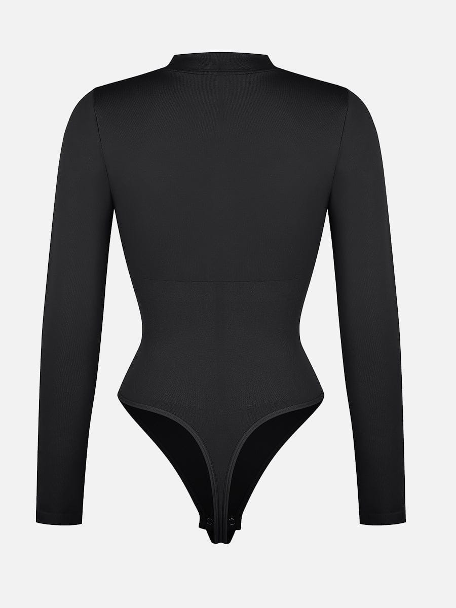 Seamless Long Sleeve Zip-Up Thong Bodysuit 6