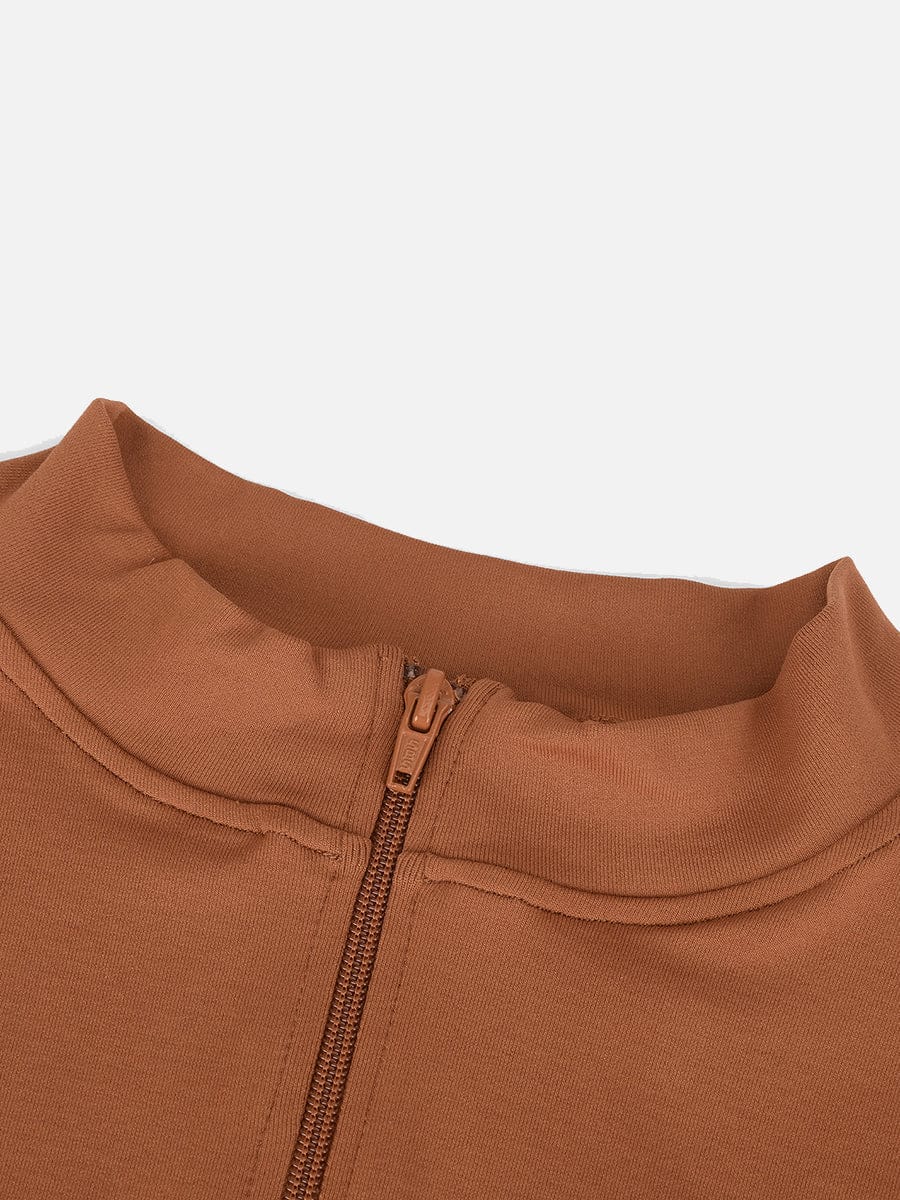 Seamless Long Sleeve Zip-Up Thong Bodysuit Green 2