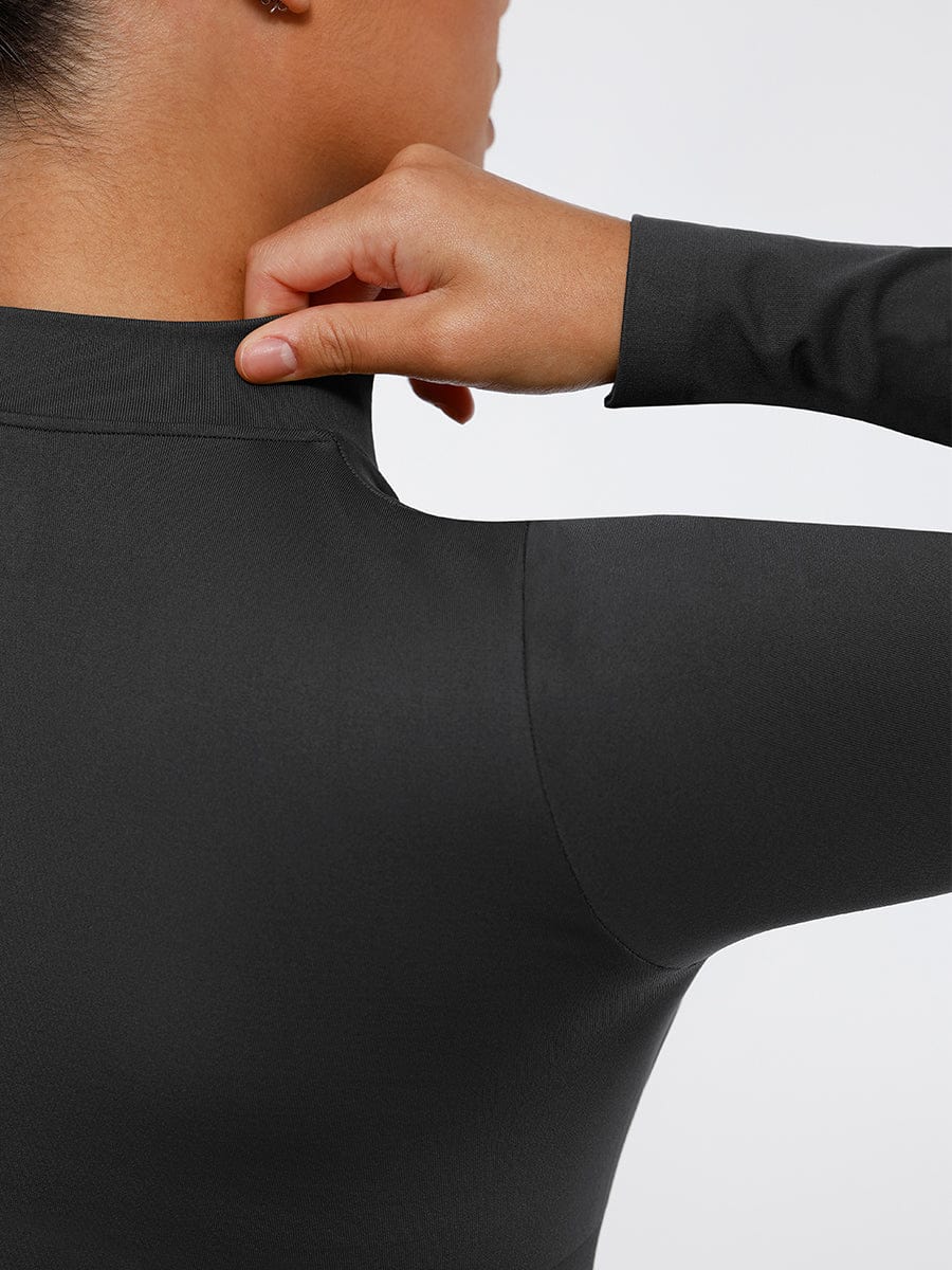 Seamless Long Sleeve Zip-Up Thong Bodysuit 3