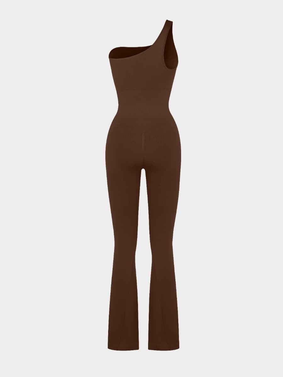 Seamless Sloped Shoulder Flared Leg Jumpsuit 13