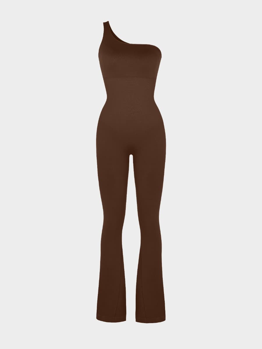 Seamless Sloped Shoulder Flared Leg Jumpsuit 12