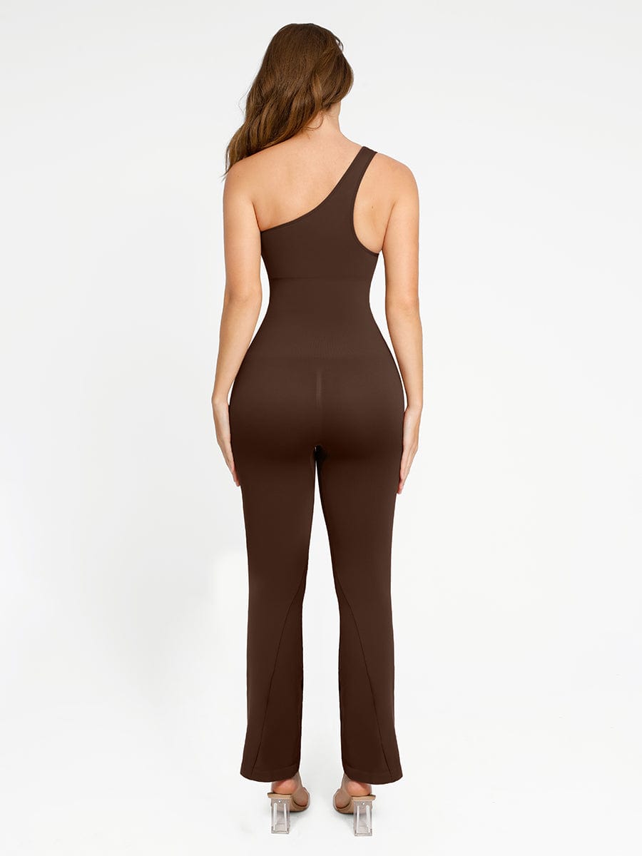 Seamless Sloped Shoulder Flared Leg Jumpsuit 9