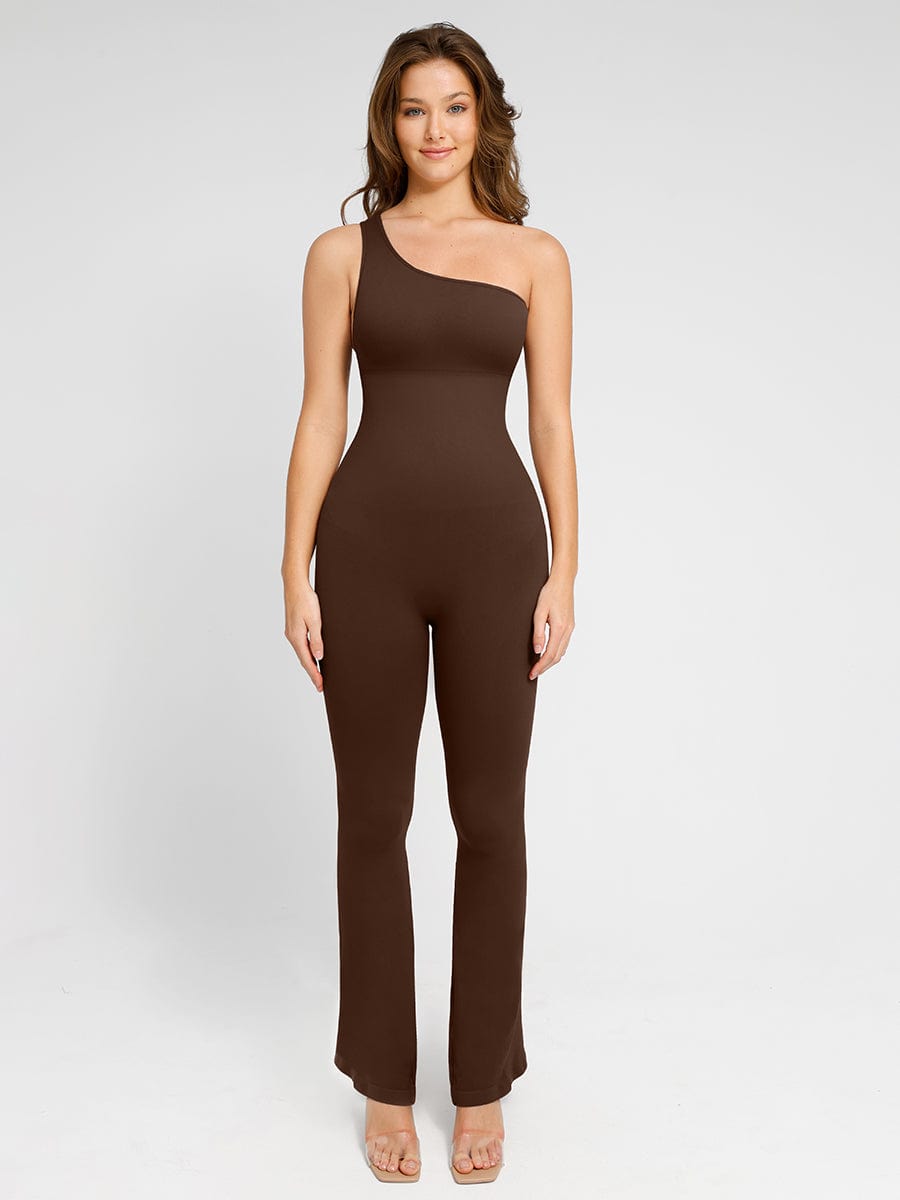 Seamless Sloped Shoulder Flared Leg Jumpsuit 7