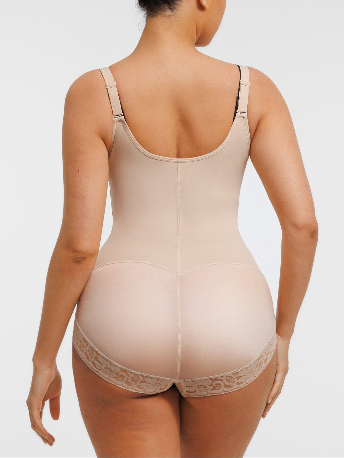 U-Shaped Bust Lifting Front Zip Lace Shapewear Black 2