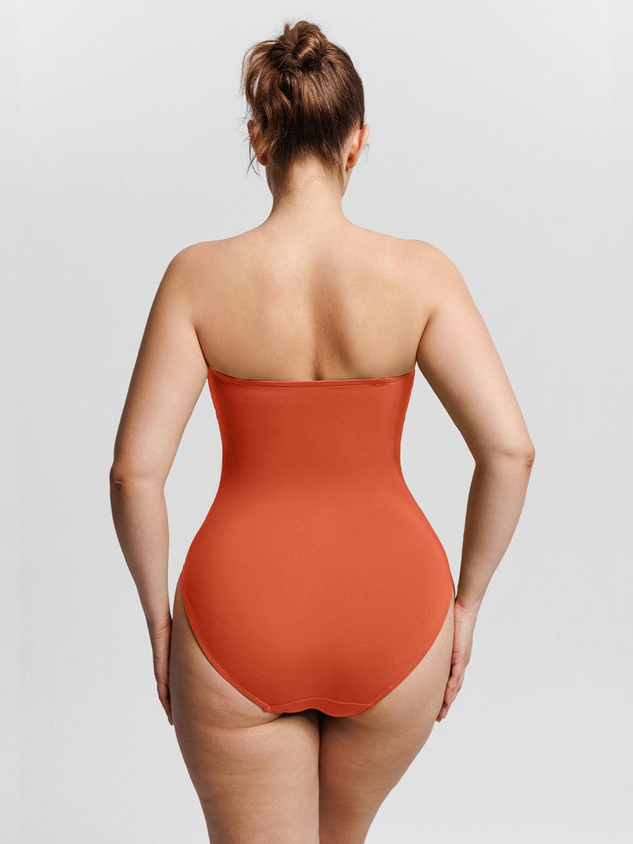 Strapless Tummy Control One-Piece Swimsuit Black 2