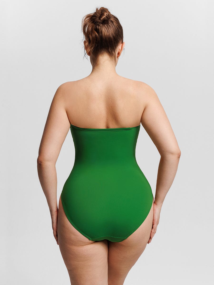 Strapless Tummy Control One-Piece Swimsuit Green 4