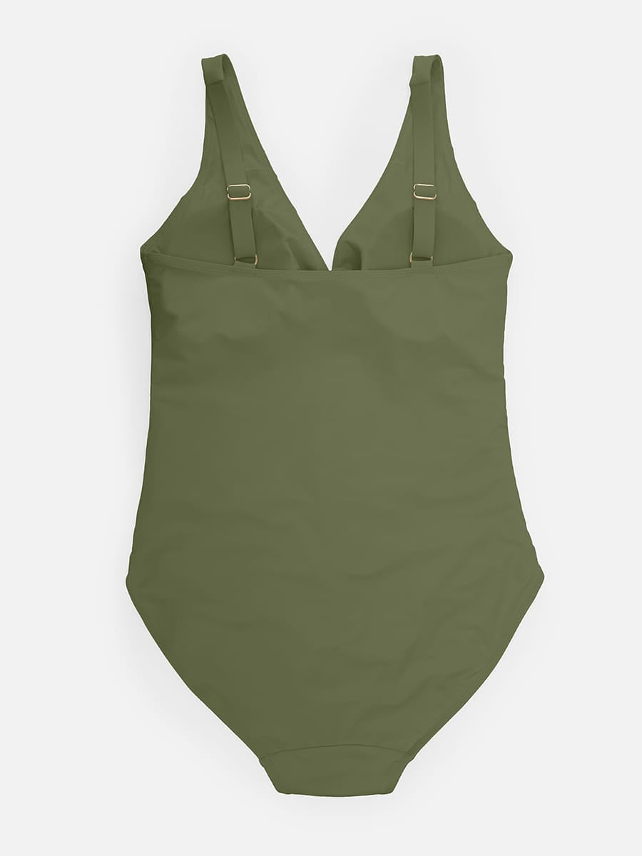Waist Shaping Ruched One-Piece Swimsuit Green 4