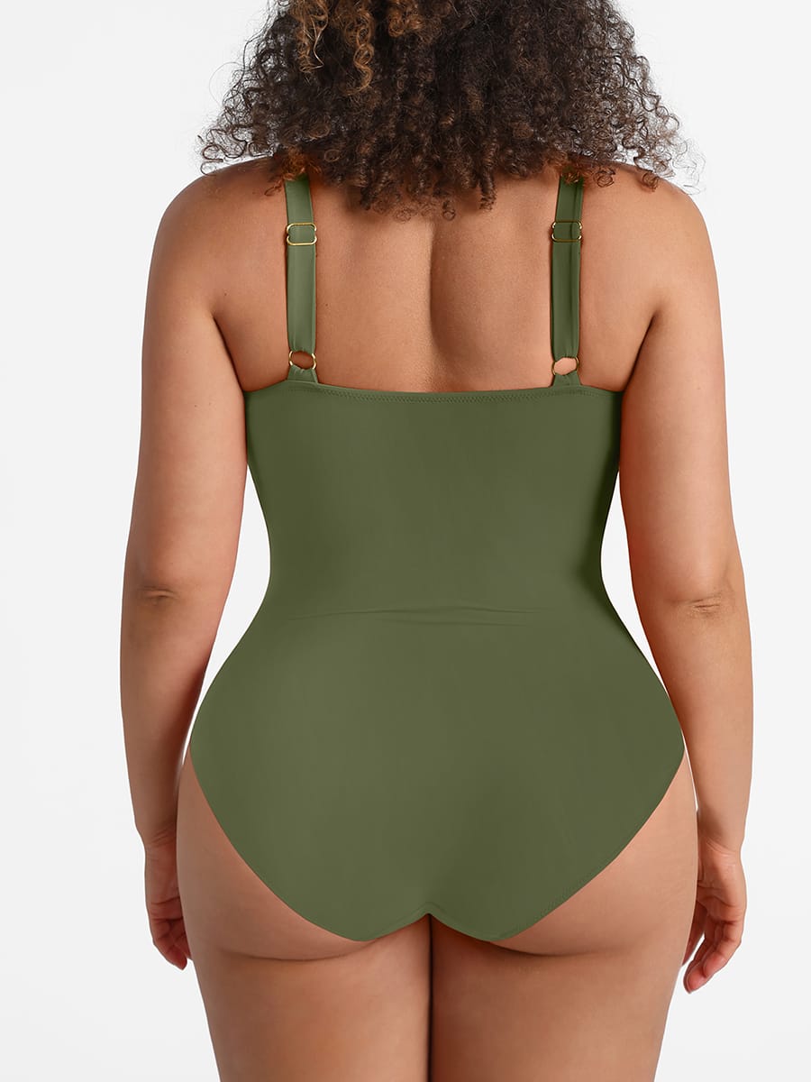 Waist Shaping Ruched One-Piece Swimsuit Blue 3