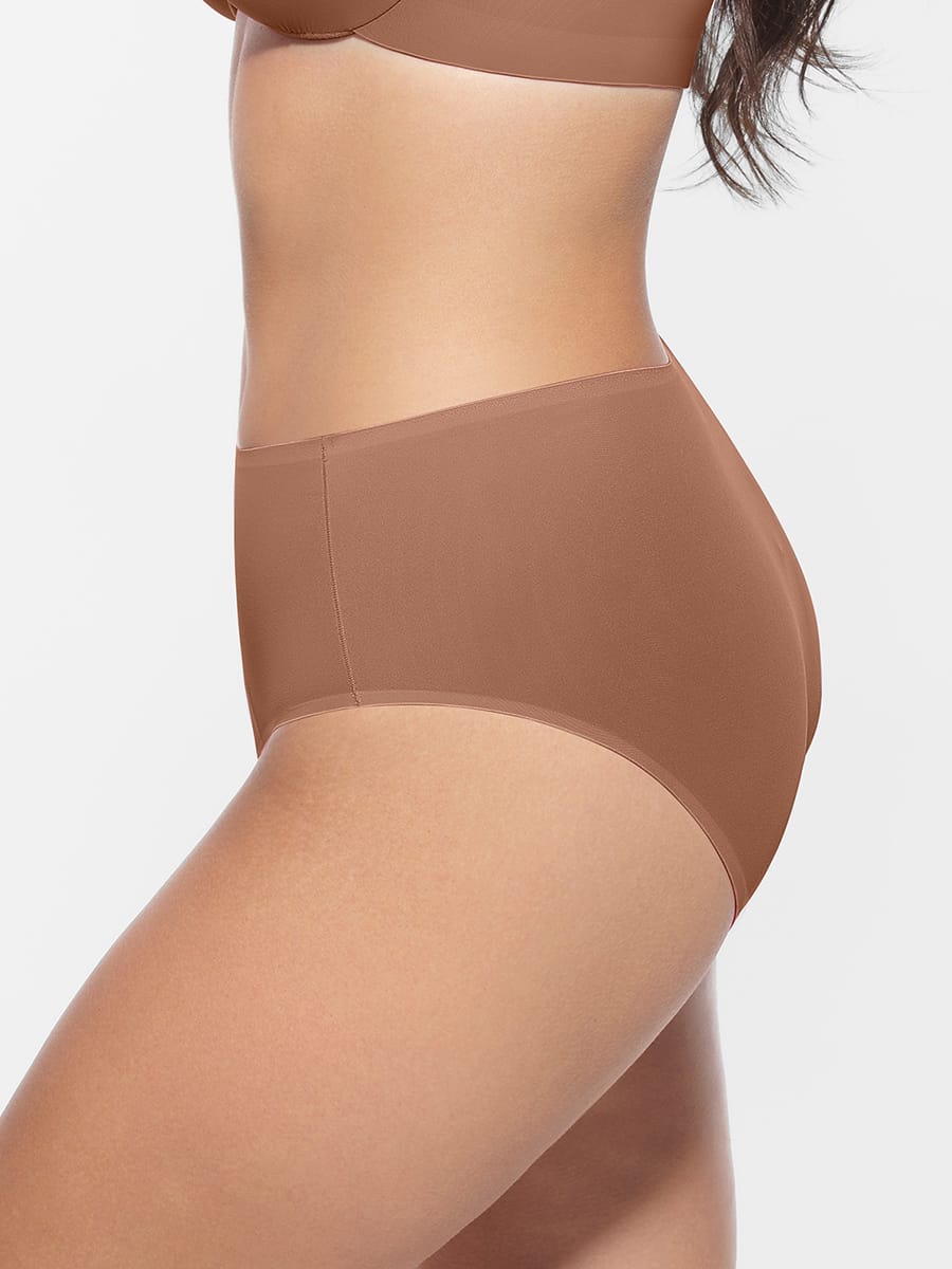 Cloud-Soft Mid-Waist Shaping Panties Light Brown 4