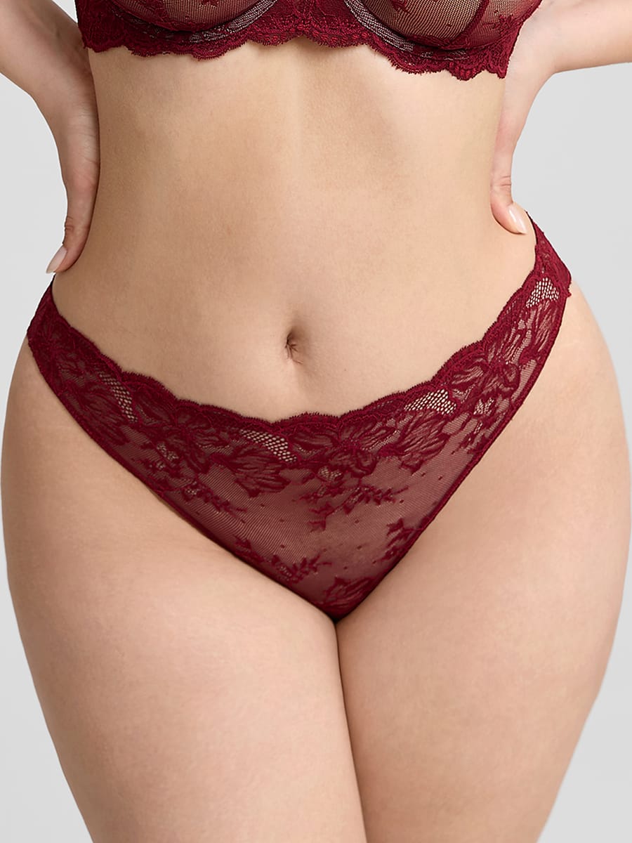 Low-Rise Lace Panties With Antibacterial Cotton Crotch 1