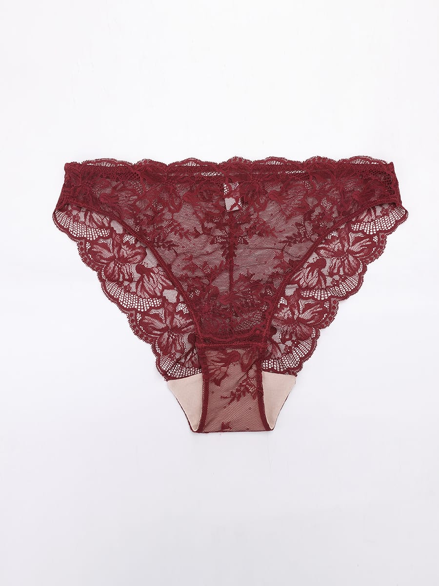Low-Rise Lace Panties With Antibacterial Cotton Crotch 5