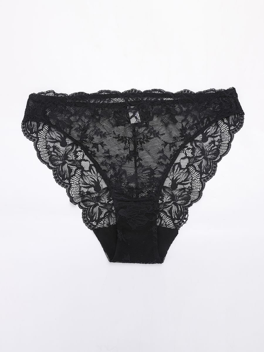 Low-Rise Lace Panties With Antibacterial Cotton Crotch 13