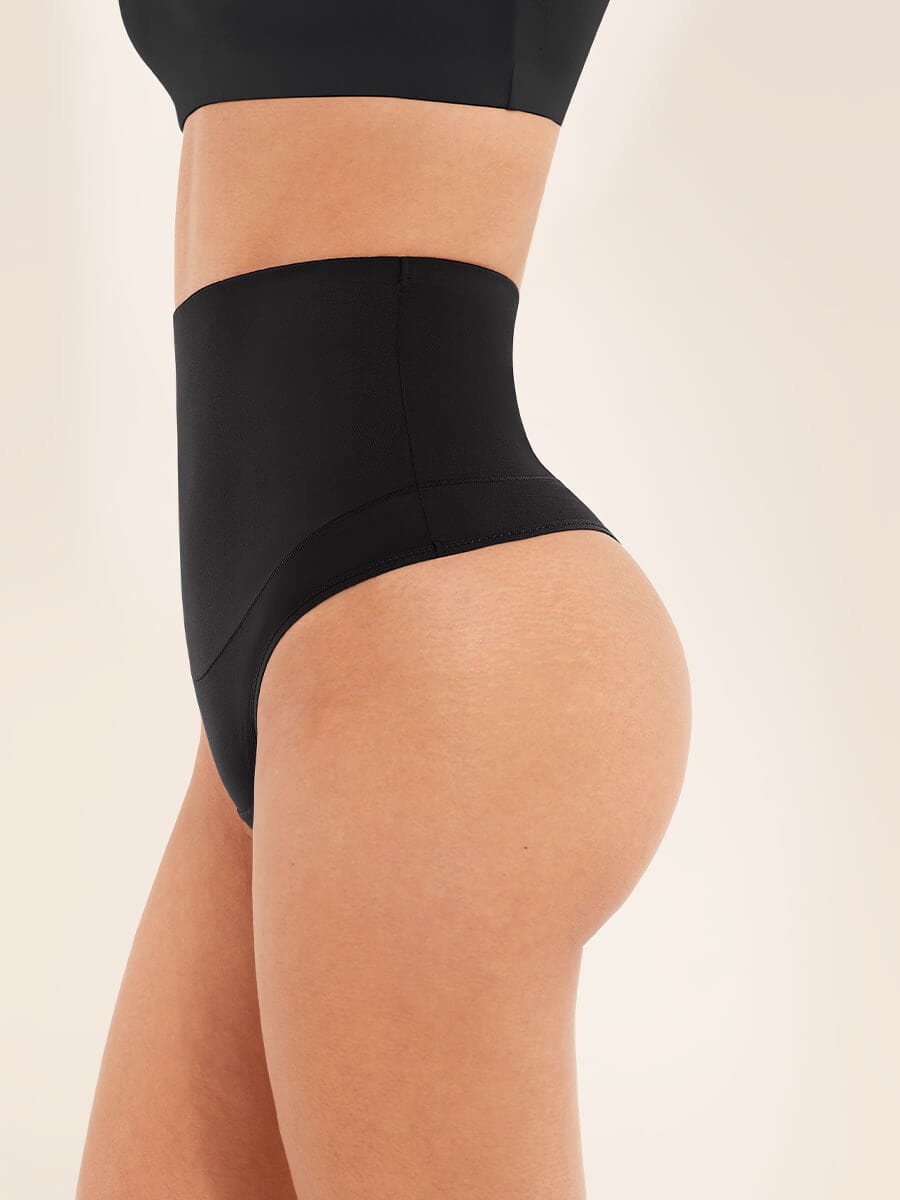 High-Waist Tummy Control Thong Panties Dark Pink 5