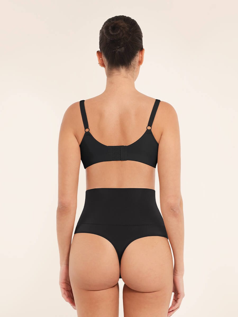 High-Waist Tummy Control Thong Panties Dark Brown 2