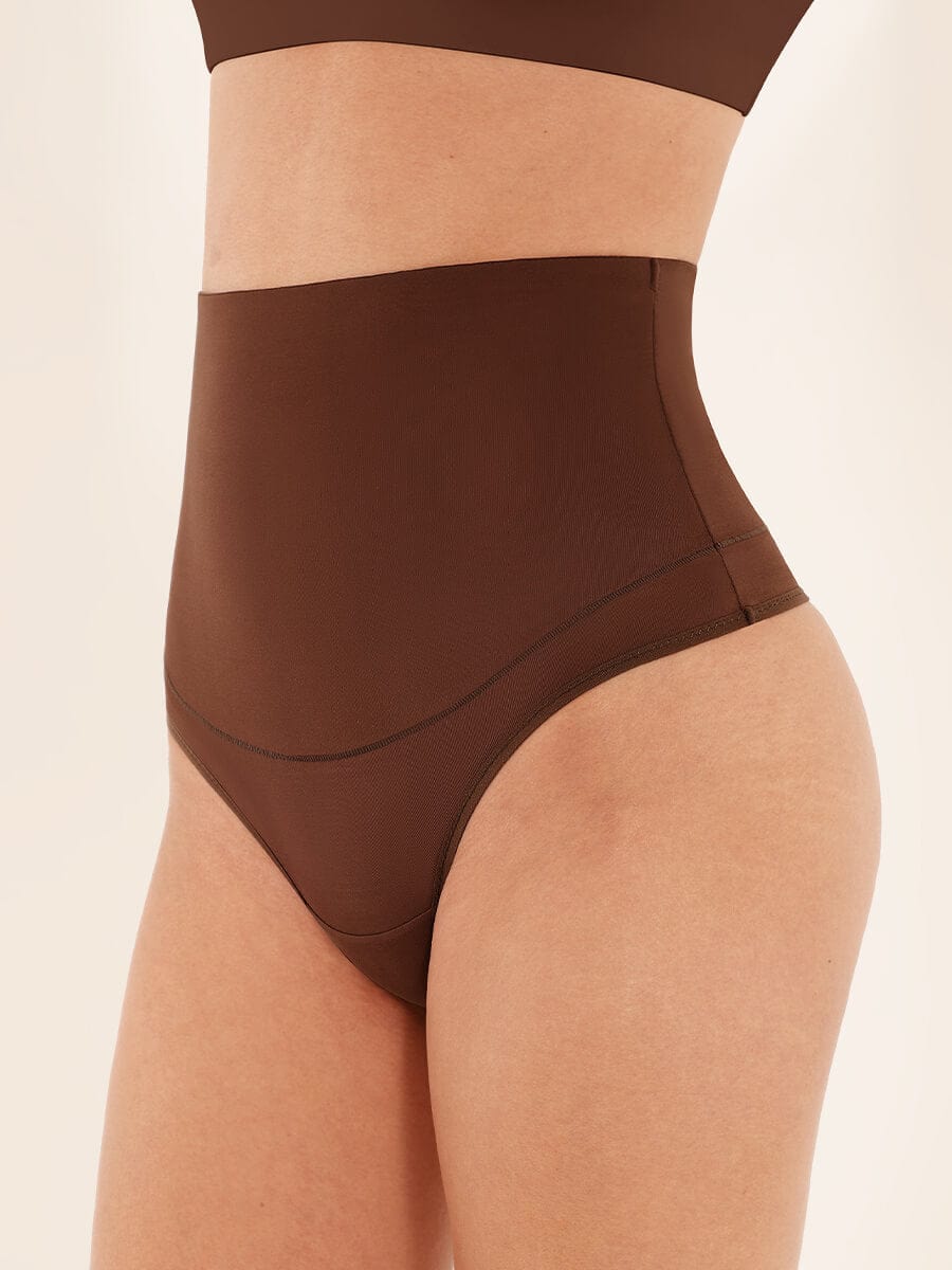 High-Waist Tummy Control Thong Panties Light Skin 3