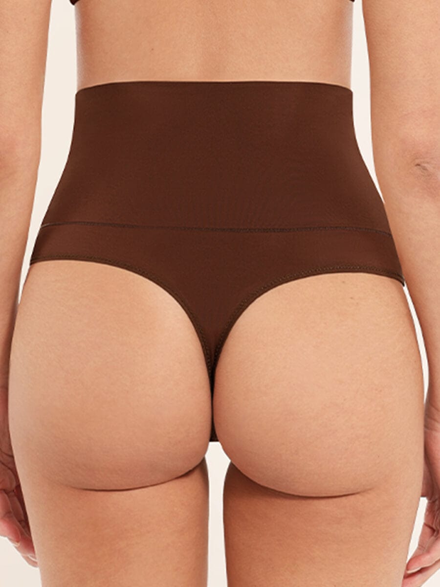 High-Waist Tummy Control Thong Panties Light Skin 4