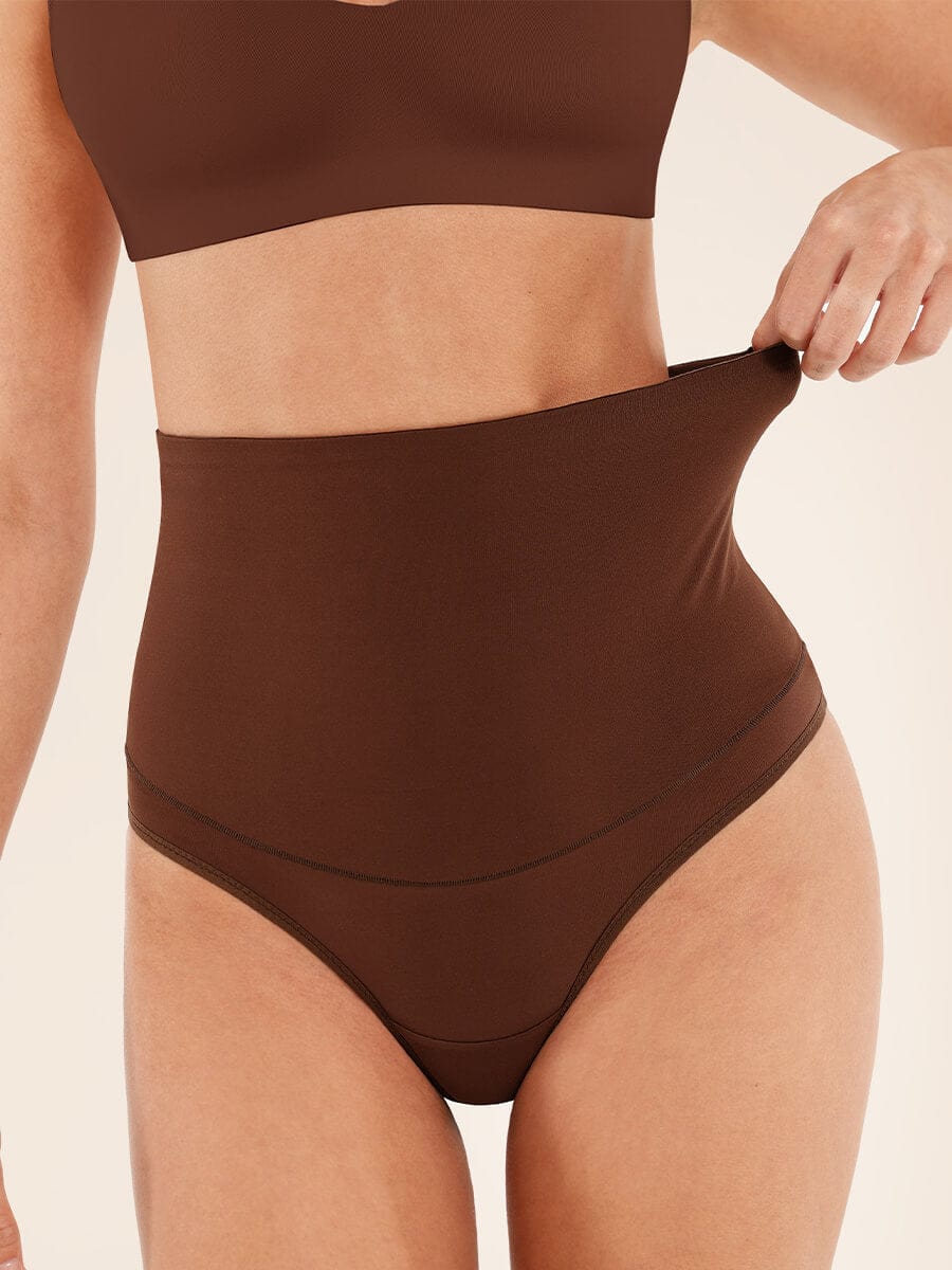 High-Waist Tummy Control Thong Panties Light Skin 1