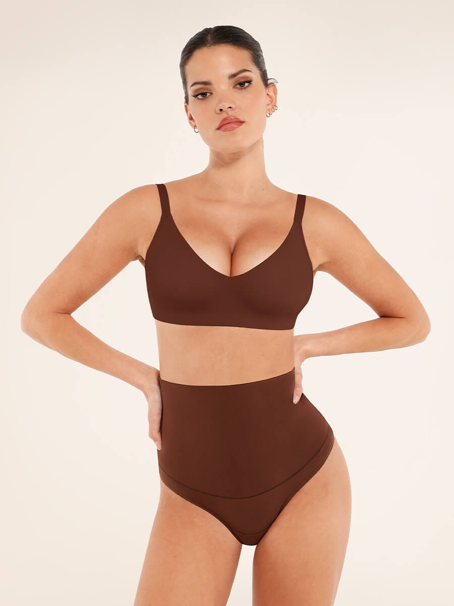 High-Waist Tummy Control Thong Panties Light Skin 5
