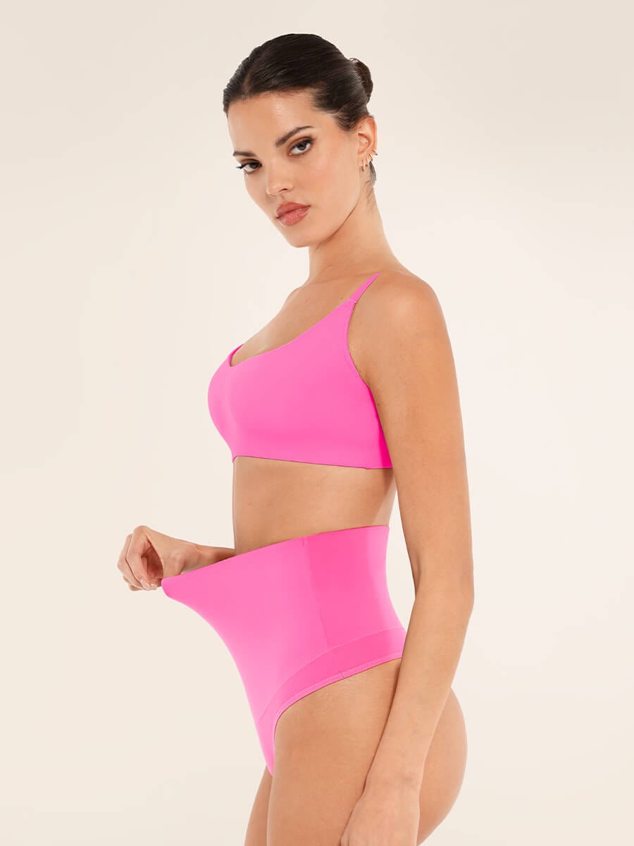 High-Waist Tummy Control Thong Panties Black 5