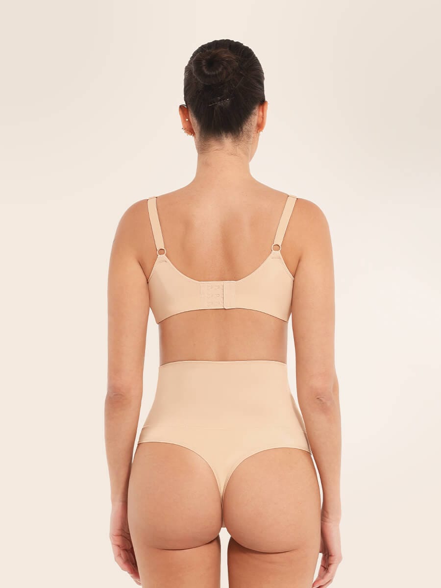 High-Waist Tummy Control Thong Panties Dark Skin 6
