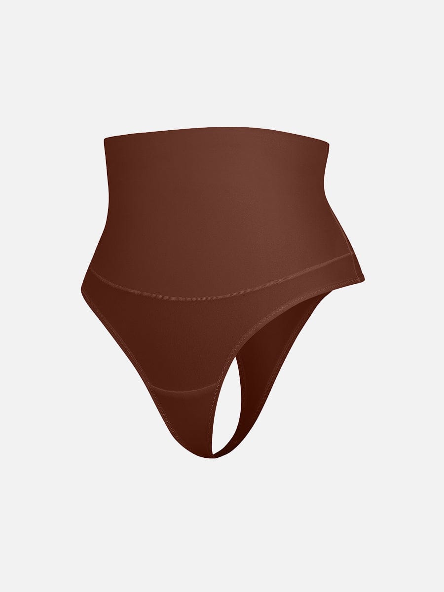 High-Waist Tummy Control Thong Panties Leopard Brown 5