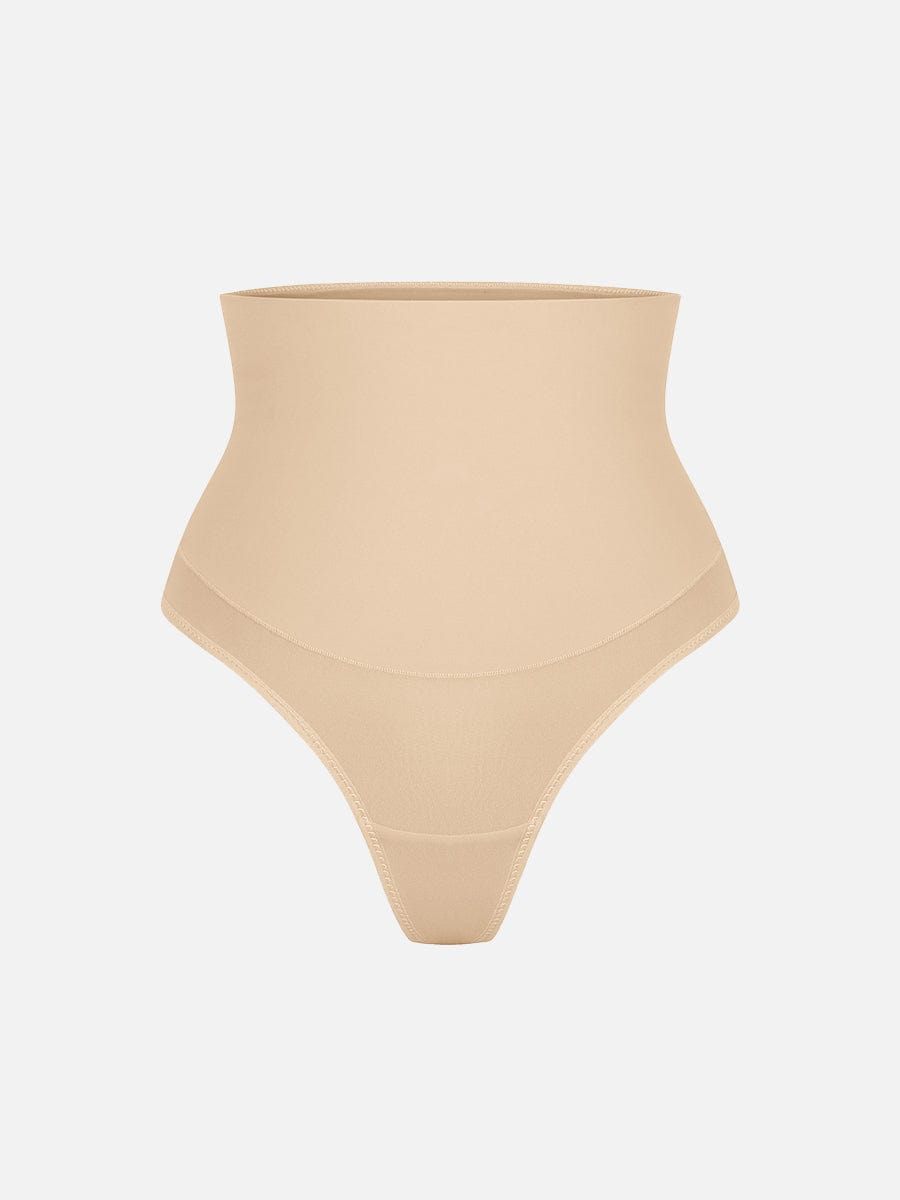 High-Waist Tummy Control Thong Panties Dark Skin 7