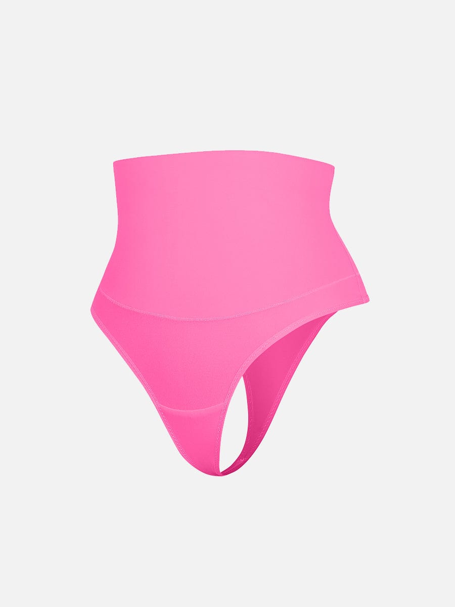 High-Waist Tummy Control Thong Panties Dark Pink 2