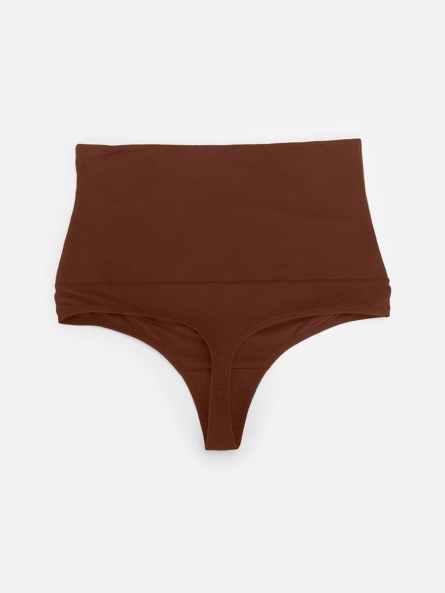 High-Waist Tummy Control Thong Panties Leopard Brown 7