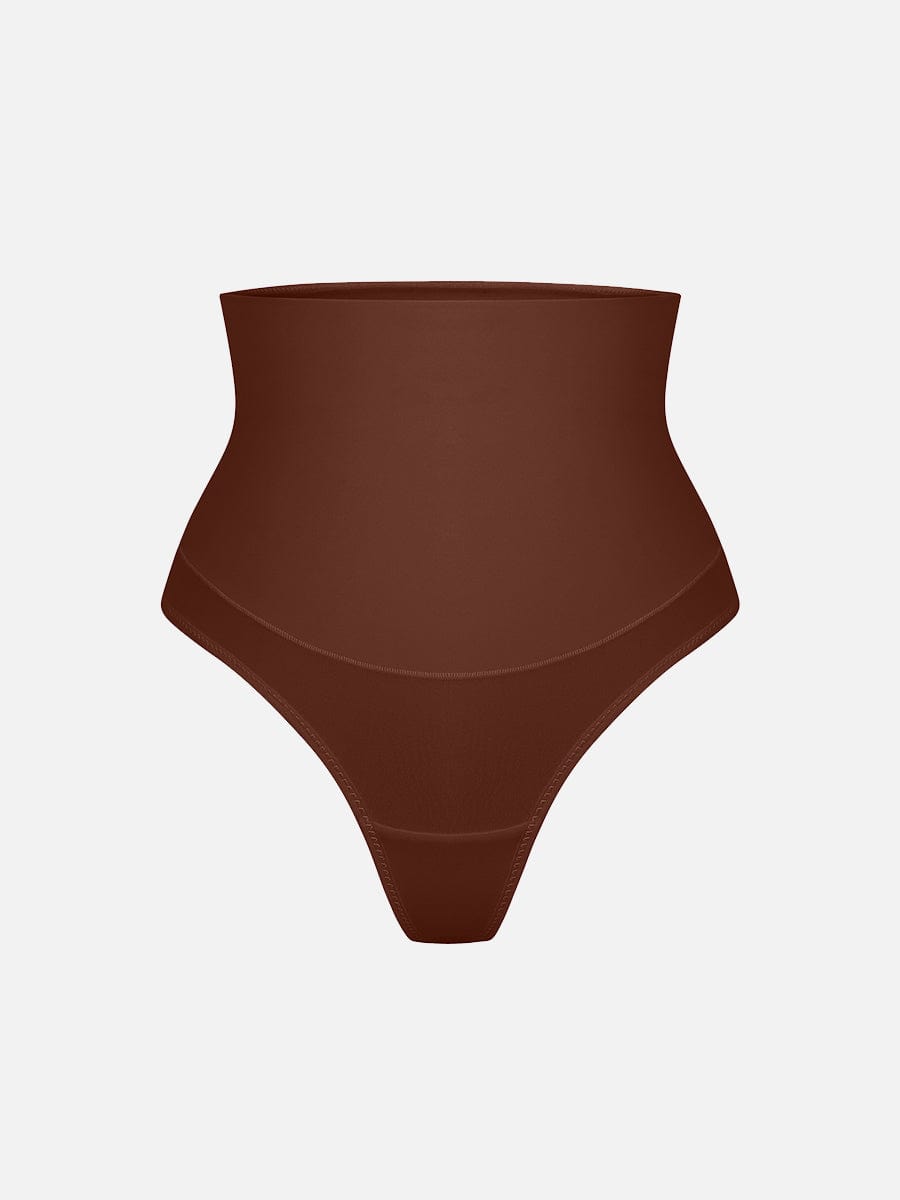 High-Waist Tummy Control Thong Panties Leopard Brown 4