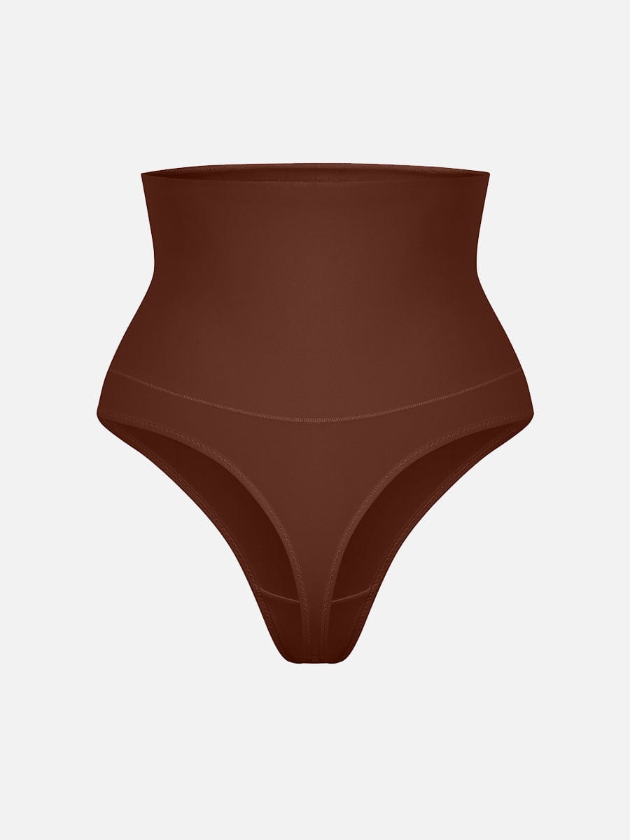 High-Waist Tummy Control Thong Panties Leopard Brown 6