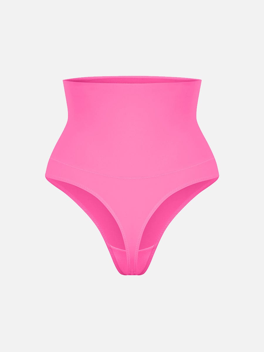High-Waist Tummy Control Thong Panties Dark Pink 1