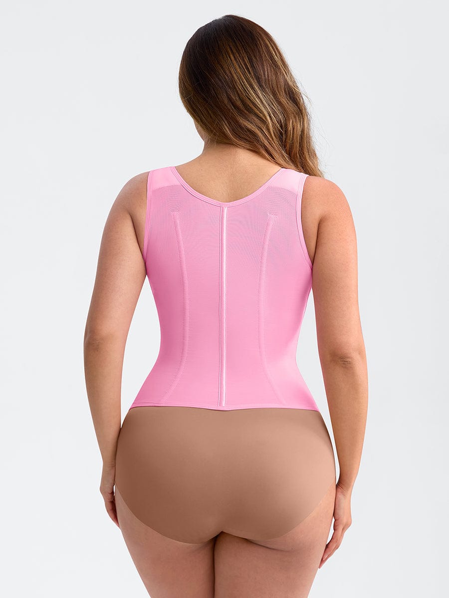 Steel-Boned Waist Cincher Tank Top Pink 5
