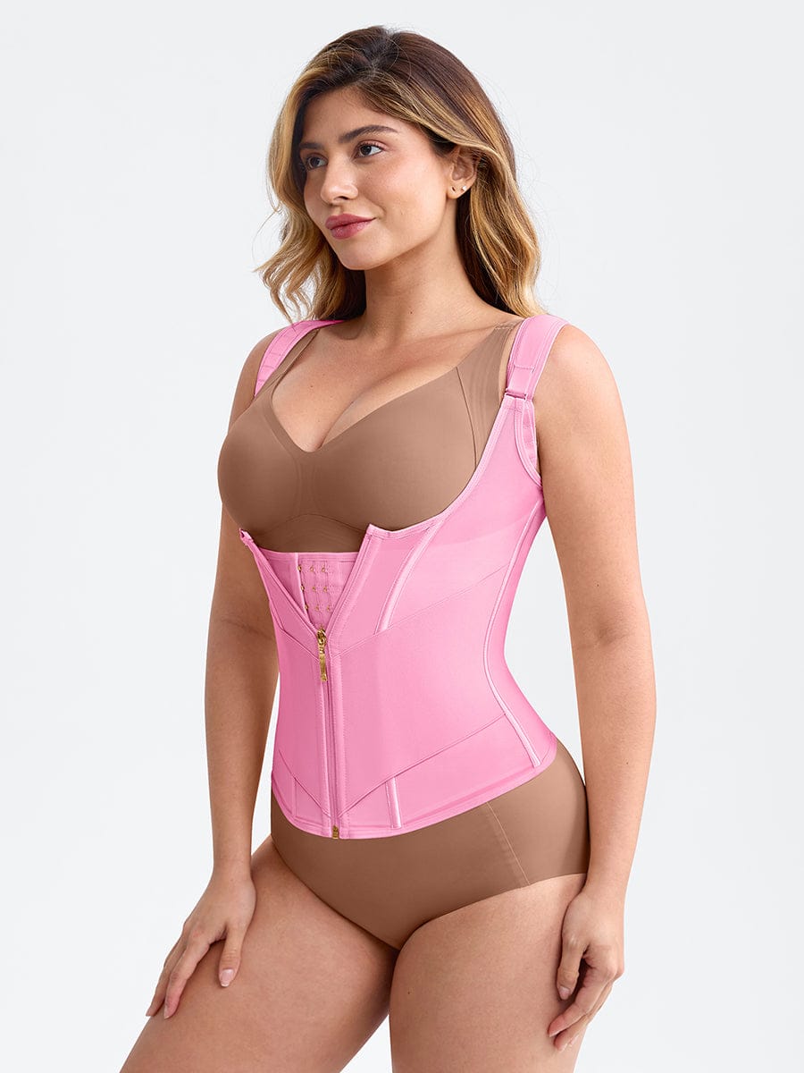 Steel-Boned Waist Cincher Tank Top Pink 3
