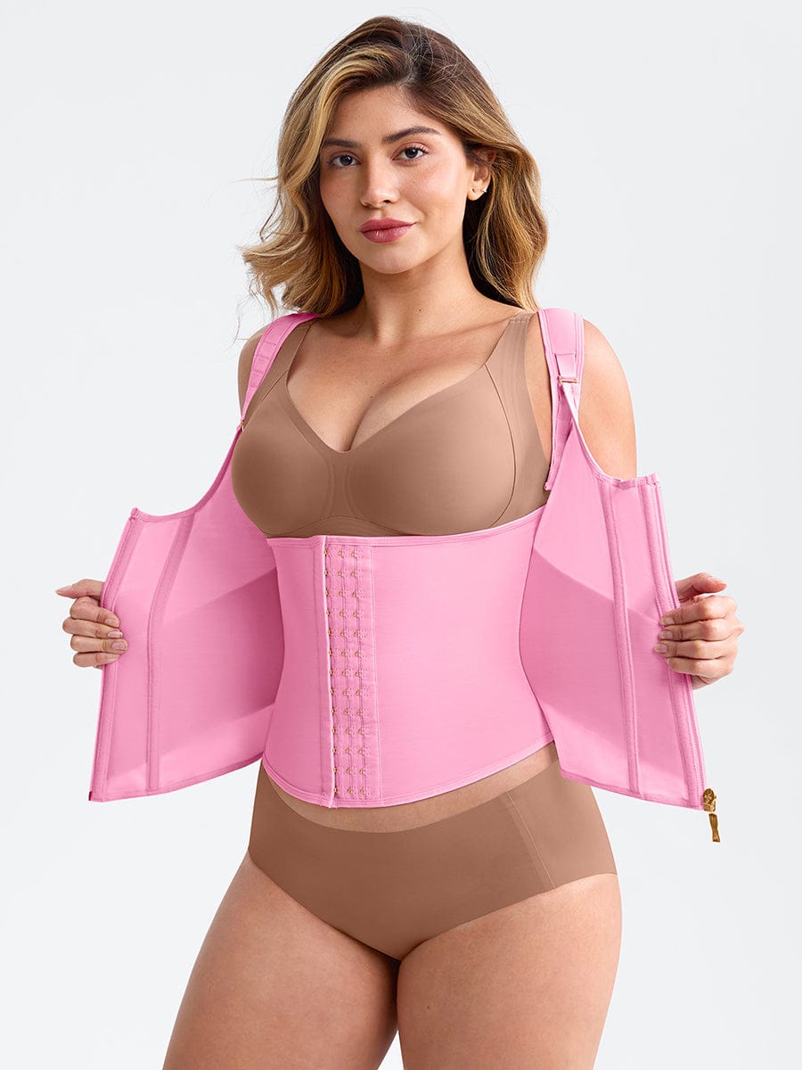 Steel-Boned Waist Cincher Tank Top Pink 2