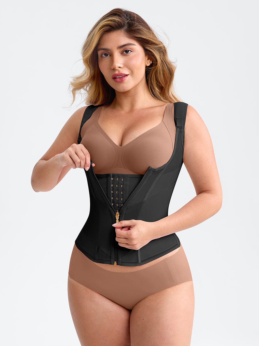 Steel-Boned Waist Cincher Tank Top Black 2