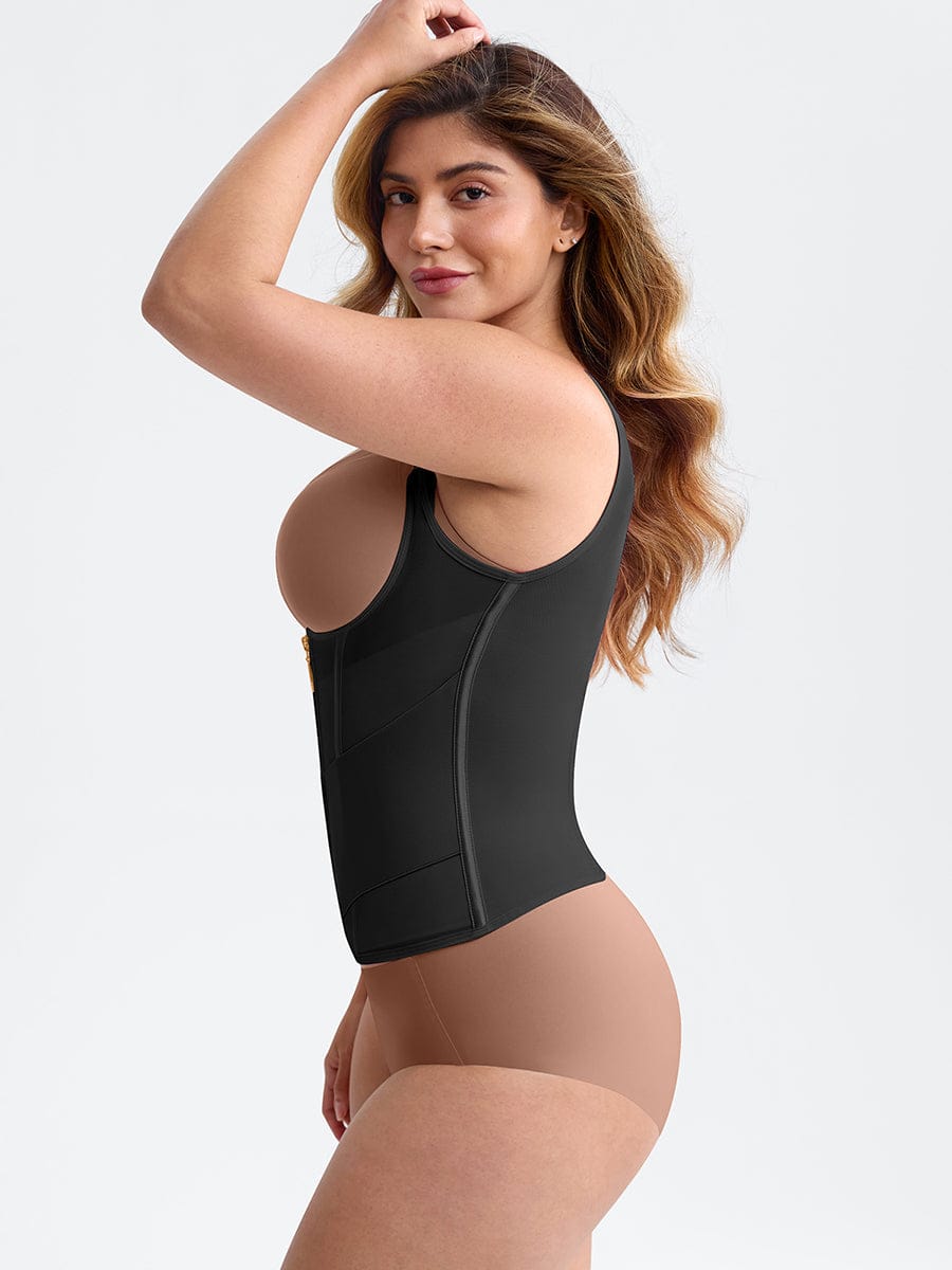 Steel-Boned Waist Cincher Tank Top Black 4