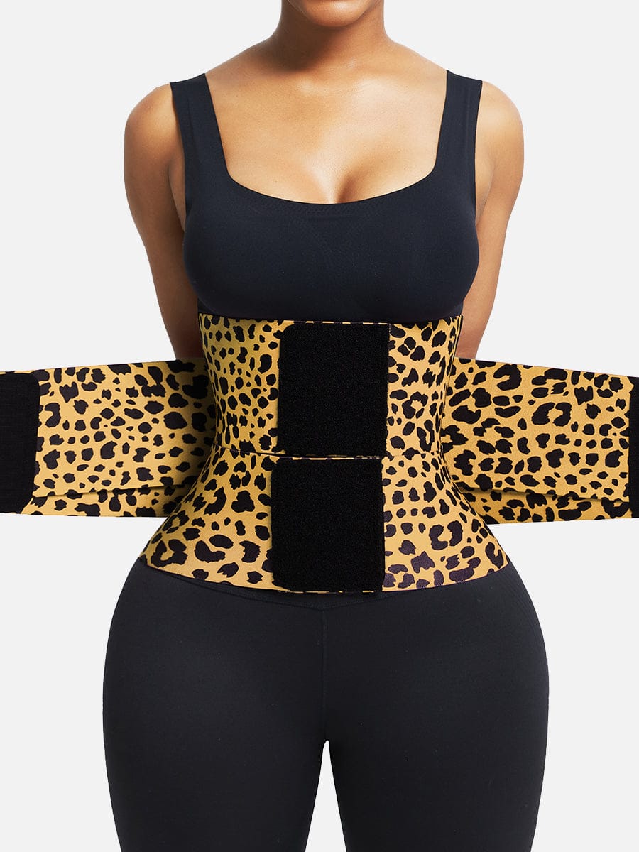 Sauna Waist Trainer With 5 Steel Bones Leopard Pink 8
