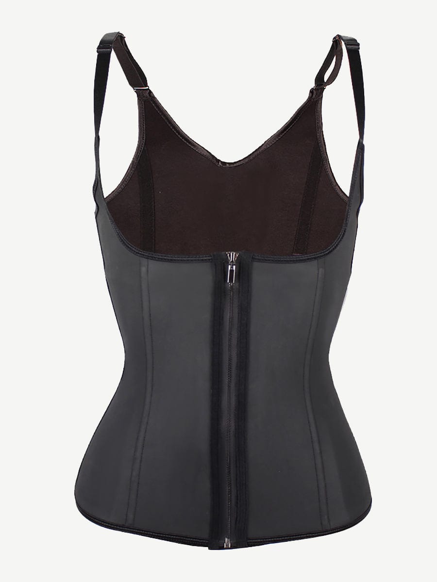 6 Steel Bone Waist Trainer Vest With 3-Row Hook Black 2