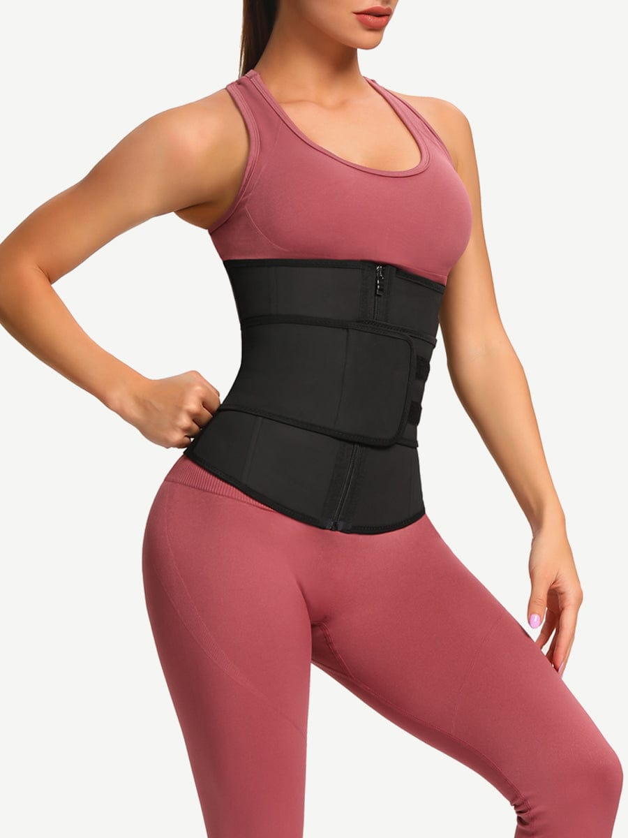 7 Steel Bone YKK Zipper Latex Waist Trainer Black 3