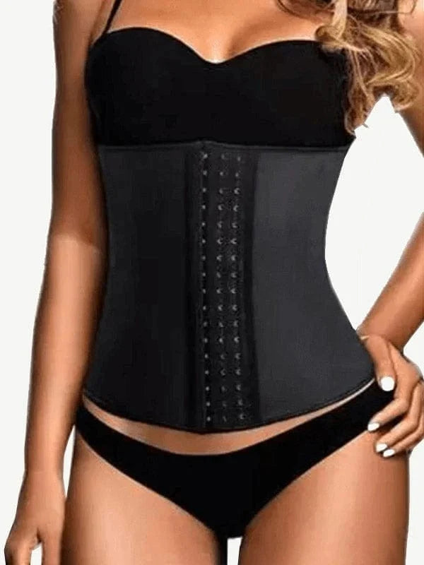 9 Steel Bone Latex Waist Cincher Black 1