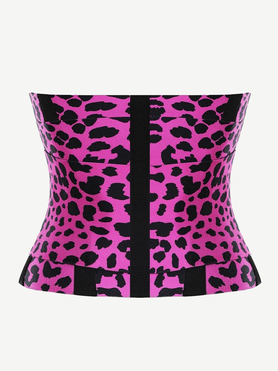 Sauna Waist Trainer With 5 Steel Bones Leopard Pink 6