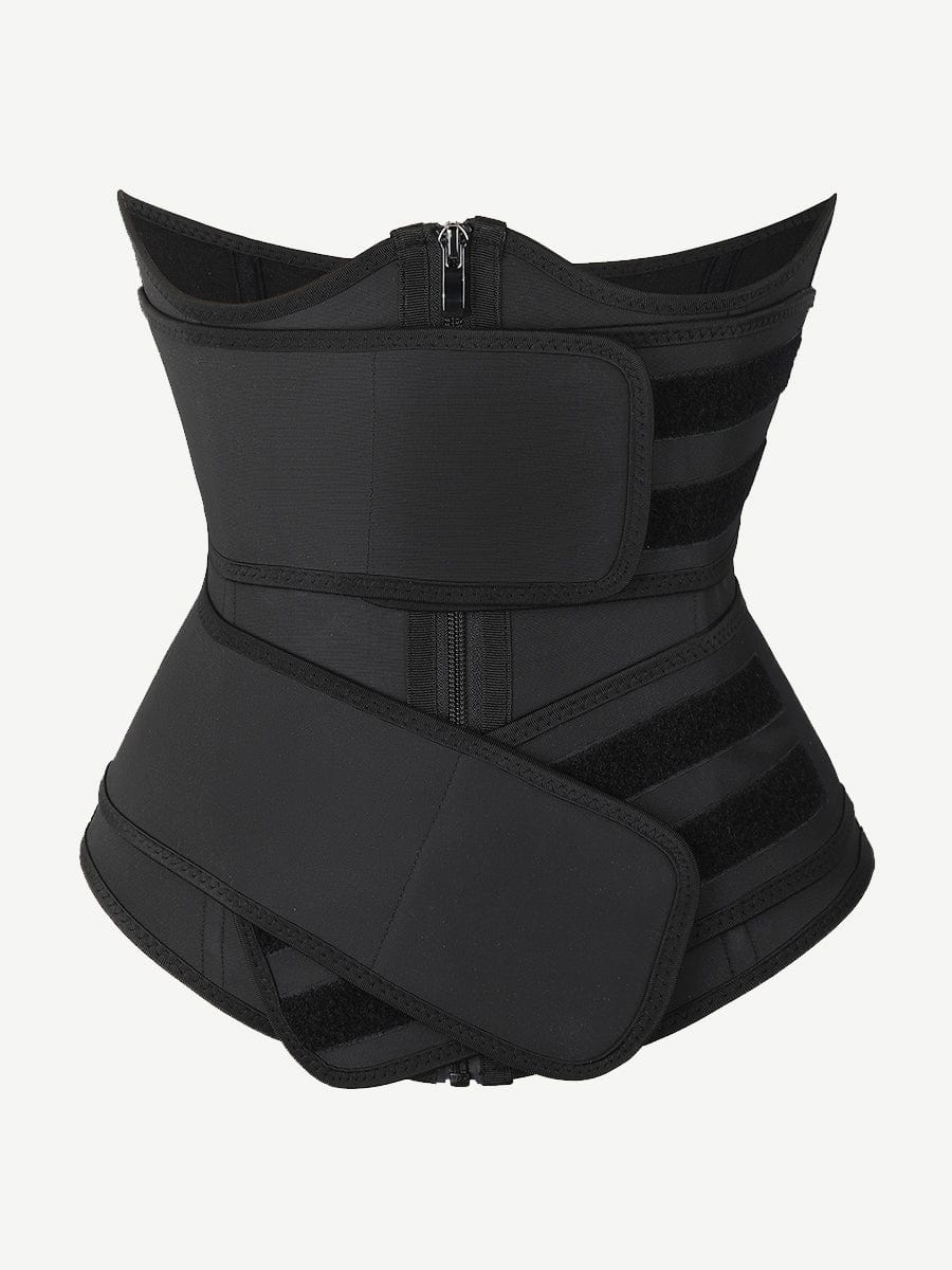 Under-Bust Latex Waist Trainer With Double Belts Black 7