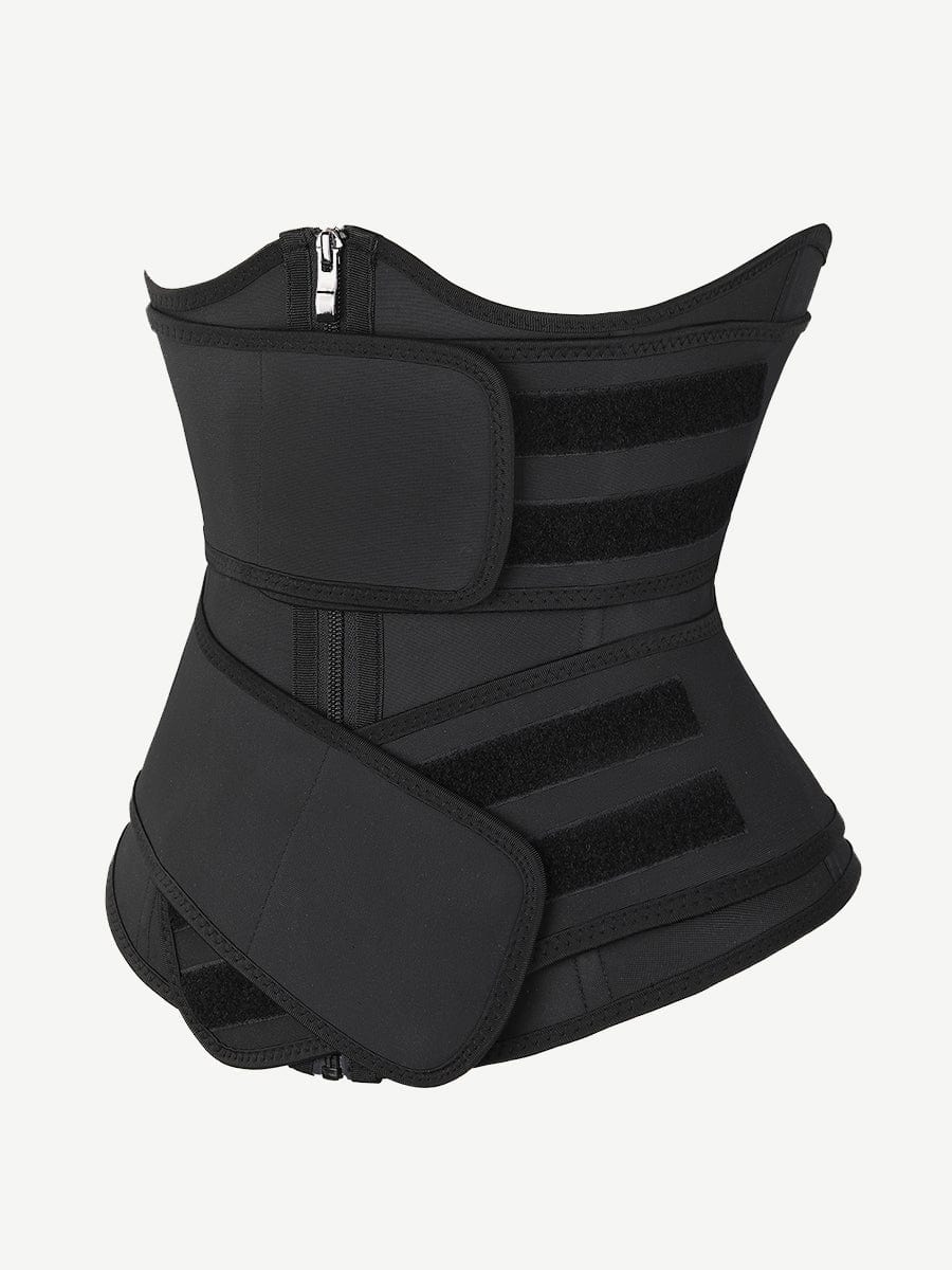 Under-Bust Latex Waist Trainer With Double Belts Black 8