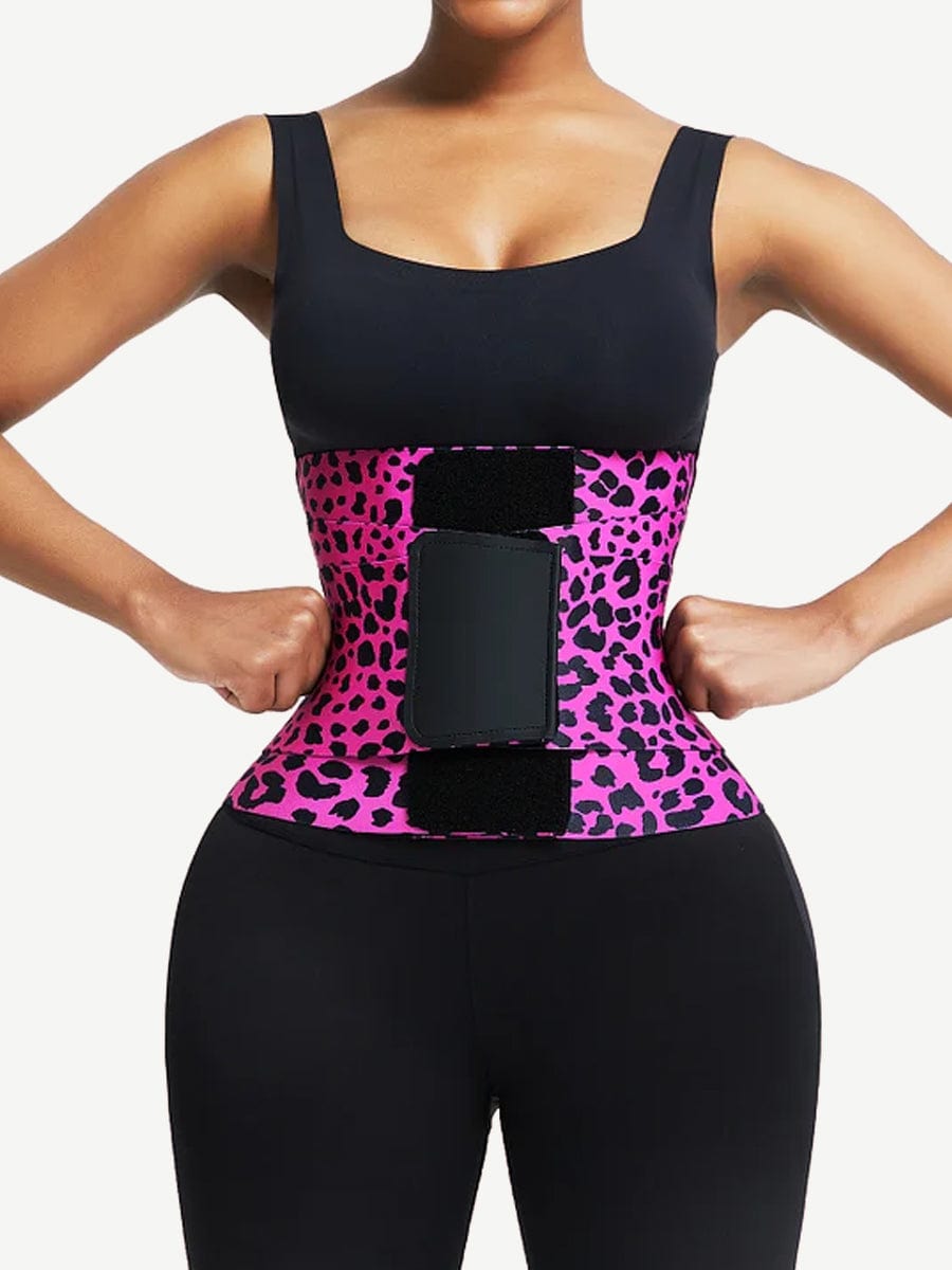 Sauna Waist Trainer With 5 Steel Bones Leopard Pink 4